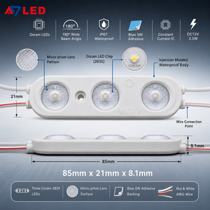 Module LED haute puissance 85x21x8.1mm IP67 DC12V 2.5W Blanc froid 180 °   Éclairage de signalisation extérieure - Product Image 2