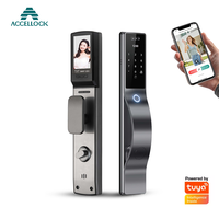 Cerradura Inteligente ACCELLOCK WQ15 con Control por Aplicación Tuya, Reconocimiento Facial, Desbloqueo con Tarjeta, Cámara Biométrica, Almacenamiento en la Nube, Grado C