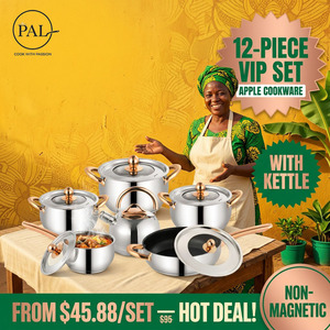 Set Peralatan Dapur 6 Buah Bentuk Apel dari Baja Tahan Karat, Badan Panci Bentuk Ketel, Multifungsi, Universal, Ramah Lingkungan - Product Image 1