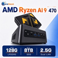 Mini PC CoreNest con AMD Ryzen AI 9 HX 470 de 12 Núcleos, Zen 5, Radeon 890M, LPDDR5 6400MT/s, Máximo 128GB, OCuLink eGPU, WiFi 6E, Mini PC con IA