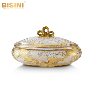 Vase en verre de cristal européen de luxe à large ouverture, base en cuivre coulé artisanal avec motif végétal doré pour une décoration é<span class=keywords><strong>l</strong></span>égante de la maison - Product Image 5