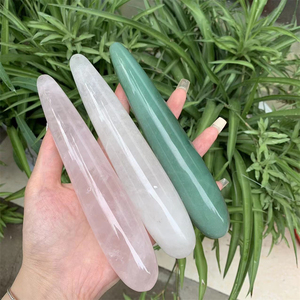 Nuovi Arrivi: Bacchetta Yoni in Quarzo Rosa Naturale e Avventurina Verde, Cristallo per Massaggi, Dildo in Pietra Vera Levigata per Donne - Product Image 1