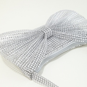 Women's Luxurious Rhinestone Embellished Open Closure Handheld Cross Body Chain <b>Small</b> Dinner Mini Mouth Tote Bag - Product Image 5