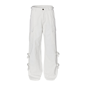 Moda Streetwear Wash <span class=keywords><strong>White</strong></span> Denim <span class=keywords><strong>Jeans</strong></span> Homens De Alta Qualidade Baggy Pocket Straight <span class=keywords><strong>Jeans</strong></span> Custom Men Casual Cargo Pants - Product Image 1