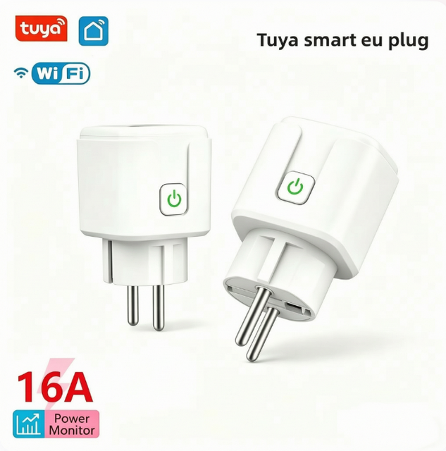 Wale Tuya WiFi Smart Plug 16A EU Smart Socket With Power APP Voice Control With Meter Reading for Home Devices