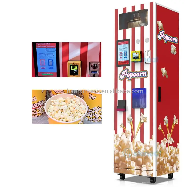 Mesin Penjual Popcorn Kustom Laris Mesin Penjual Otomatis Popcorn dengan Layar Sentuh Ritel Tanpa Pengawasan