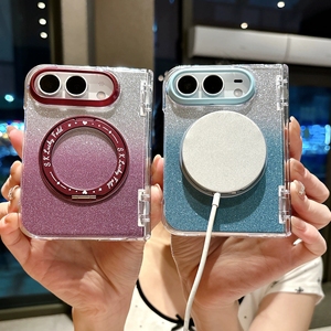 Custodia per iPhone DUO con anello rotante a 360° e glitter sfumato lucido, magnetica e pieghevole, con protezione cerniera - Product Image 1