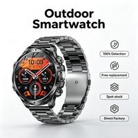 Montre connectée d'extérieur 2026 AK75 avec écran de 1,85 pouce, batterie de 700 mAh, lampe de poche intégrée, appels Bluetooth, étanche IP67, logo personnalisé disponible