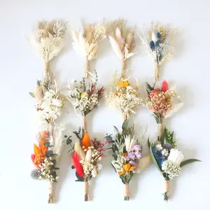 Small Dry Pampas Grass Floral Wedding Mini Dried Flower Bouquet Set For Corsage Table Centerpieces Tiny Dried Flowers