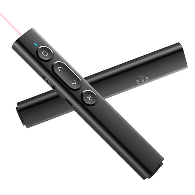 Original B2 2.4GHz Dual-Mode Conference PPT Wireless Page Turning Pen Multimedia Infrared Laser Pointer(Black)