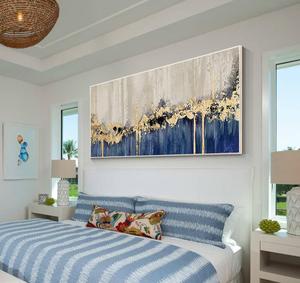 Thêm lớn hiện đại lá vàng Kết cấu Acrylic sơn phòng khách tường nghệ thuật trang trí nội thất trừu tượng vàng lá sơn dầu trên vải - Product Image 5