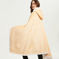 Ponchos à capuche vêtements chauds femme Sherpa poncho d'hiver pour femmes jeter couverture douce flanelle Sherpa dames