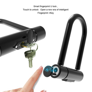 Cerradura en U con huella dactilar para bicicleta, motocicleta, vehículo eléctrico, cerradura inteligente antirrobo, cuerpo de Metal con pasador de 38mm, 140mm de ancho - Product Image 3