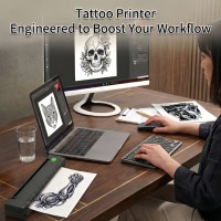 Imprimante thermique A4 pour tatouage D80, double usage, USB, 203 DPI, 216 mm, sans encre, portable, pour pochoirs de tatouage et bureau