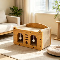 Grattoir à chat en papier écologique classique moderne de grande taille, maison à chat pliable à 1 niveau avec thèmes de Noël et d'Halloween, emballage en carton