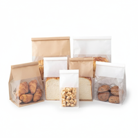Sacs à pain avec fenêtre transparente, qualité alimentaire, thermoscellables, recyclables, à soufflet de fond, personnalisables, en papier kraft, BOPP, gravure, pour sushi et aliments pour animaux de compagnie
