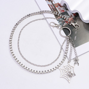 Cadena de cintura metálica con diseño de telaraña, aleación de zinc, doble anillo, accesorio de moda para Halloween, estilo urbano para mujer, cadena corporal estilo hip hop - Product Image 6