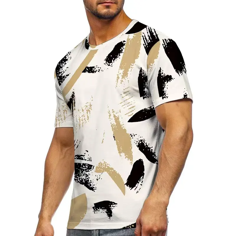 J & H Groothandel Korte Mouw Heren T-shirts Spier Fit All Over Print T-shirt Zomer Mode Shirts & tops Casual Wear