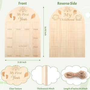 Kit de recuerdo de primer año de bebé personalizado marco de fotos de madera Pantalla de memoria recién nacido marco de fotos niños marco de fotos - Product Image 6