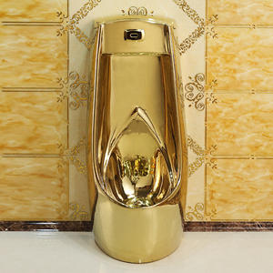 <span class=keywords><strong>Urinoir</strong></span> mural à capteur avec finition dorée en céramique pour utilisation en KTV - Product Image 3