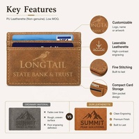 Porte-cartes en similicuir gravable au laser avec clip, gravure personnalisée du logo, porte-cartes de visite en cuir, porte-cartes de crédit fin