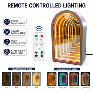 Miroir Infini Tunnel d'Abysse LED Ambre Chaud à Illusion Optique 3D, Portique Arqué Moderne Personnalisé en Gros - Product Image 2
