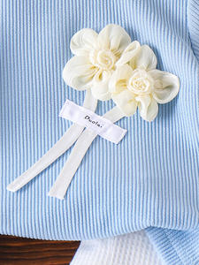 Set di Abbigliamento per Bambine 0-3 Anni, T-shirt <span class=keywords><strong>Blu</strong></span> a Maniche Corte e <span class=keywords><strong>Pantaloncini</strong></span>, Vendita all'Ingrosso per E-commerce Transfrontaliero - Product Image 3