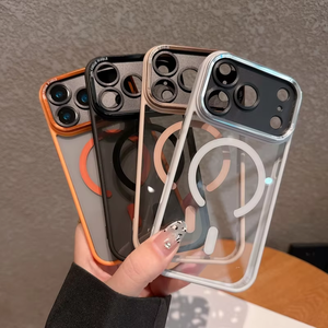 เคสโทรศัพท์กันกระแทกใสแบบโลหะสำหรับ iPhone 18 17 11 12 13 16 Pro Max 15 16 17 Air ฝาหลังใสแม่เหล็ก - Product Image 1