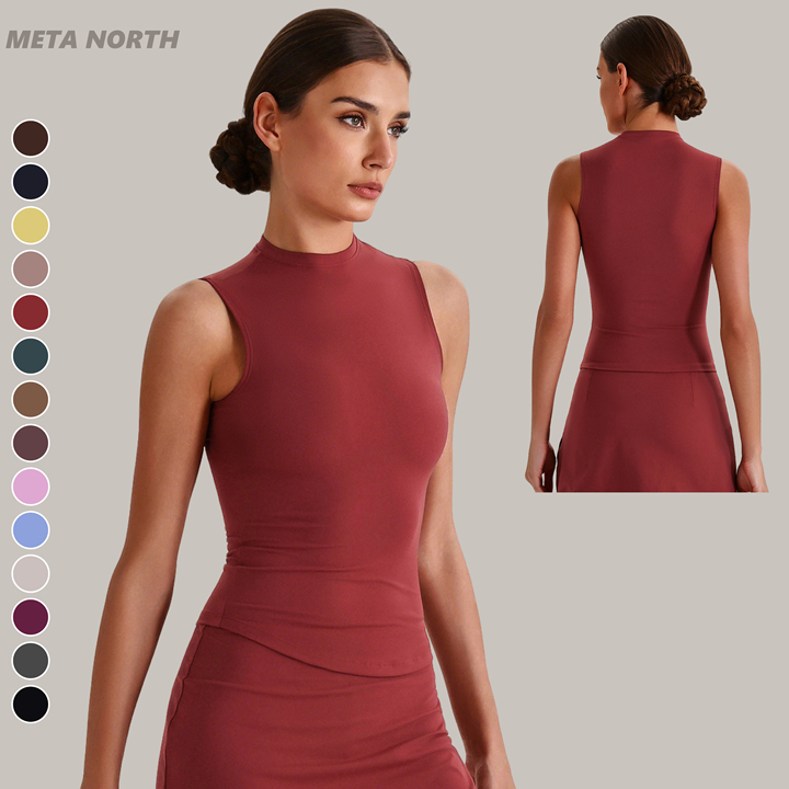 Wholesale New Sportswear High Neck Sleeveless Compression Yoga Sexy Fitness High Elastic Slim Fit Woman Crop Top