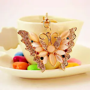 Chaveiro de borboleta com pingente de diamante, chaveiro personalizado com borboleta e diamante, para meninas
