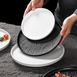 Plato <span class=keywords><strong>occidental</strong></span> de bistec de cerámica japonesa de gama alta, vajilla de cena de lujo con patrón de <span class=keywords><strong>roca</strong></span> blanca y <span class=keywords><strong>negra</strong></span> Simple para restaurantes creativos - Product Image 3