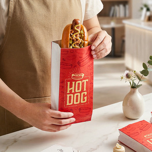 ถุงกระดาษคราฟท์บุฟอยล์อะลูมิเนียมกันไขมัน รีไซเคิลได้ เป็นมิตรกับสิ่งแวดล้อม สำหรับบรรจุภัณฑ์ไส้กรอก บาร์บีคิว เบอร์เกอร์ <span class=keywords><strong>ไก่</strong></span> - Product Image 2