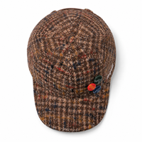 Casquette de baseball personnalisée en usine, 100 % laine, motif à carreaux vintage, avec logo brodé personnalisé, accessoires boutonnés, casquette 6 panneaux, vente en gros
