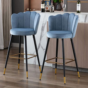 Luxury Colorful Flower Shape bar <b>Stool</b> Velvet Fabric bar Chair with Metal Gold Legs - Product Image 2
