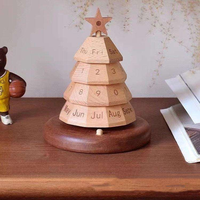Calendrier Perpétuel Arbre de Noël en Bois de Hêtre, Décoration de Bureau Rotative avec Date, Ornement Calendrier en Bois pour les Fêtes, Art Moderne