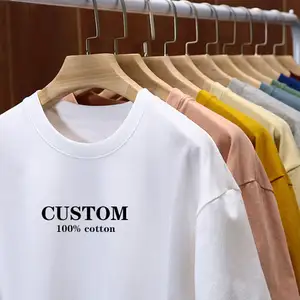 T-Shirt con Logo personalizzato a stampa semplice Oversize in cotone poliestere con grafica Unisex in bianco T-Shirt da uomo T-Shirt da uomo