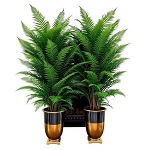 Jardinière de sol moderne de luxe en métal bicolore avec base, pot à fleurs noir et or émaillé pour plantes vertes - Product Image 1