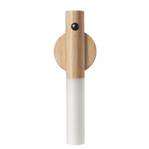 Applique murale en bois LED, lumière de nuit blanc chaud, abat-jour cylindrique, contrôle par capteur, montage en surface, design minimaliste - Product Image 4