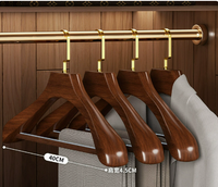 Porte-manteau en bois brun foncé avec finition laquée, à un seul niveau, pour magasin de vêtements et vente au détail