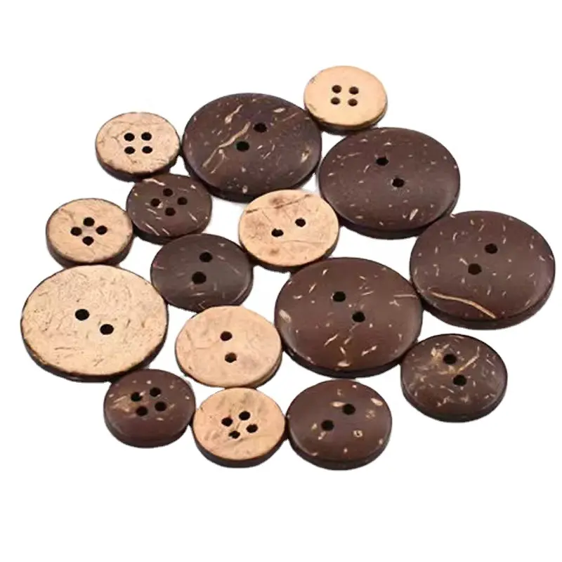 Factory Supply Round Natural Coconut Shell Buttons With 4 Holes 2 Holes For Clothing