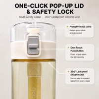 Bouteille d'eau personnalisée en PPSU, portable, avec sangle de transport renforcée, bouchon à clapet et verrouillage par bouton-poussoir, pour le sport, la gym et la remise en forme