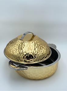 Nouvelle arrivée : Casserole avec finition dorée, design antique, artisanale, chauffe-plats pour la table à manger. - Product Image 5