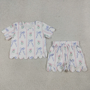 Ensemble de vêtements décontractés pour filles, tendance, motif floral, manches courtes, short, tenue d'été 2 pièces pour tout-petits - Product Image 2