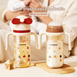 <span class=keywords><strong>Biberon</strong></span> d'alimentation pour nouveau-né en PP sans BPA, anti-éclaboussures, avec paille, personnalisable avec logo, pour eau et lait - Product Image 1