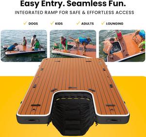 Plataforma Flotante Inflable Ecológica y Duradera para Jugar en el Agua, Escalera Plegable de Color Madera, Plataforma Flotante para Piscina, para <span class=keywords><strong>Perros</strong></span> - Product Image 5
