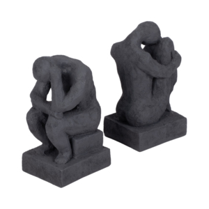 Fermalibri Scultorei in Resina 'Uomo Pensante', Decorazione Artistica per Biblioteca Domestica, Set di Fermalibri Moderni - Product Image 3