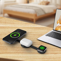 Station de charge portable 3 en 1 Magsafered, chargeur sans fil 15W pour iPhone et 3W pour écouteurs, 2.5W pour Apple et montre Samsung