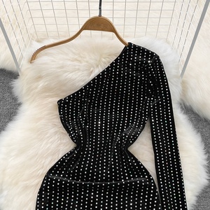 Abito sottile in <span class=keywords><strong>velluto</strong></span> Sexy abito <span class=keywords><strong>Midi</strong></span> da sera formale da donna - Product Image 2