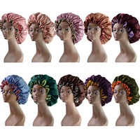 Gorros de Satén de Seda Reversibles de Doble Capa de Lujo en 50 Colores, con Borde de Volantes, para Uso Diario y Fiestas, Venta al Por Mayor
