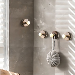 Durable Movable Solid Wood Suction Hook Kitchen Entrance Hat <b>Storage</b> Strong Load-Bearing Capacity No Drilling Accessory Gold - Product Image 2